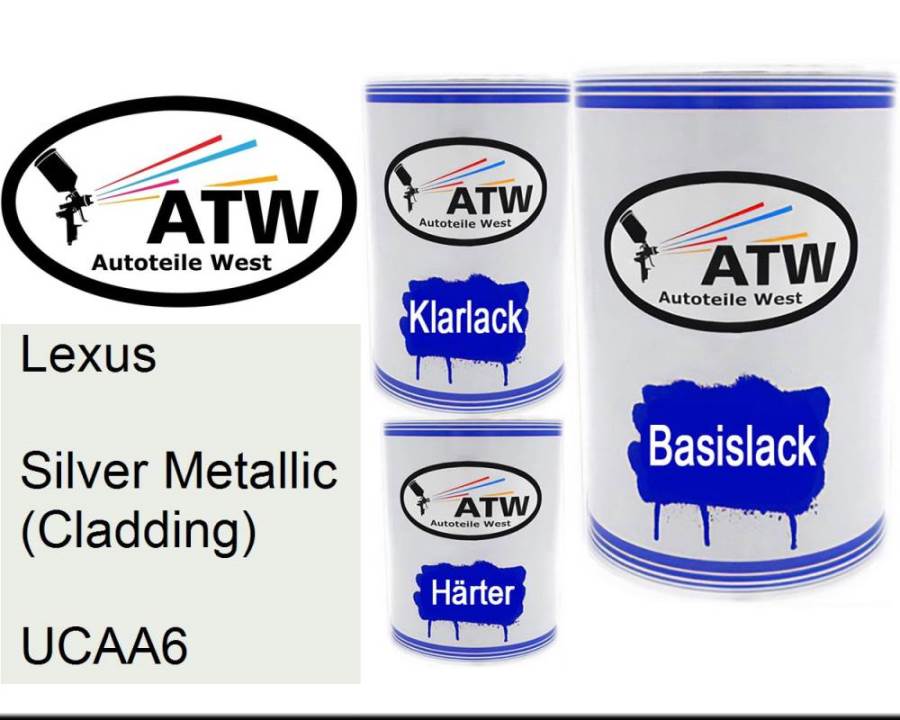 Lexus, Silver Metallic (Cladding), UCAA6: 500ml Lackdose + 500ml Klarlack + 250ml Härter - Set, von ATW Autoteile West.